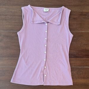 Abercrombie & Fitch Slash Button Front Sleeveless Tank Top